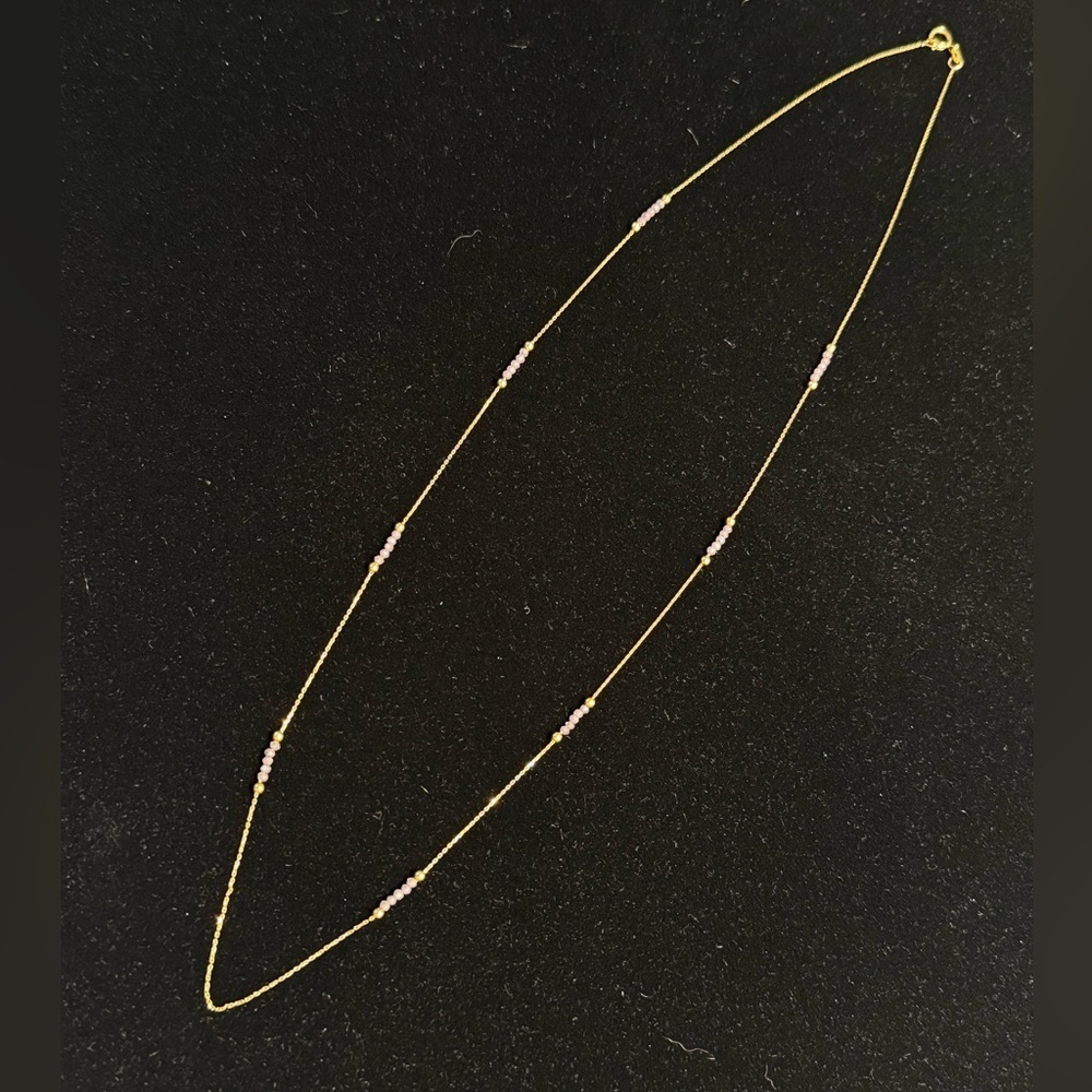 10k yellow gold amethyst bead station necklace - Picture 6 of 8